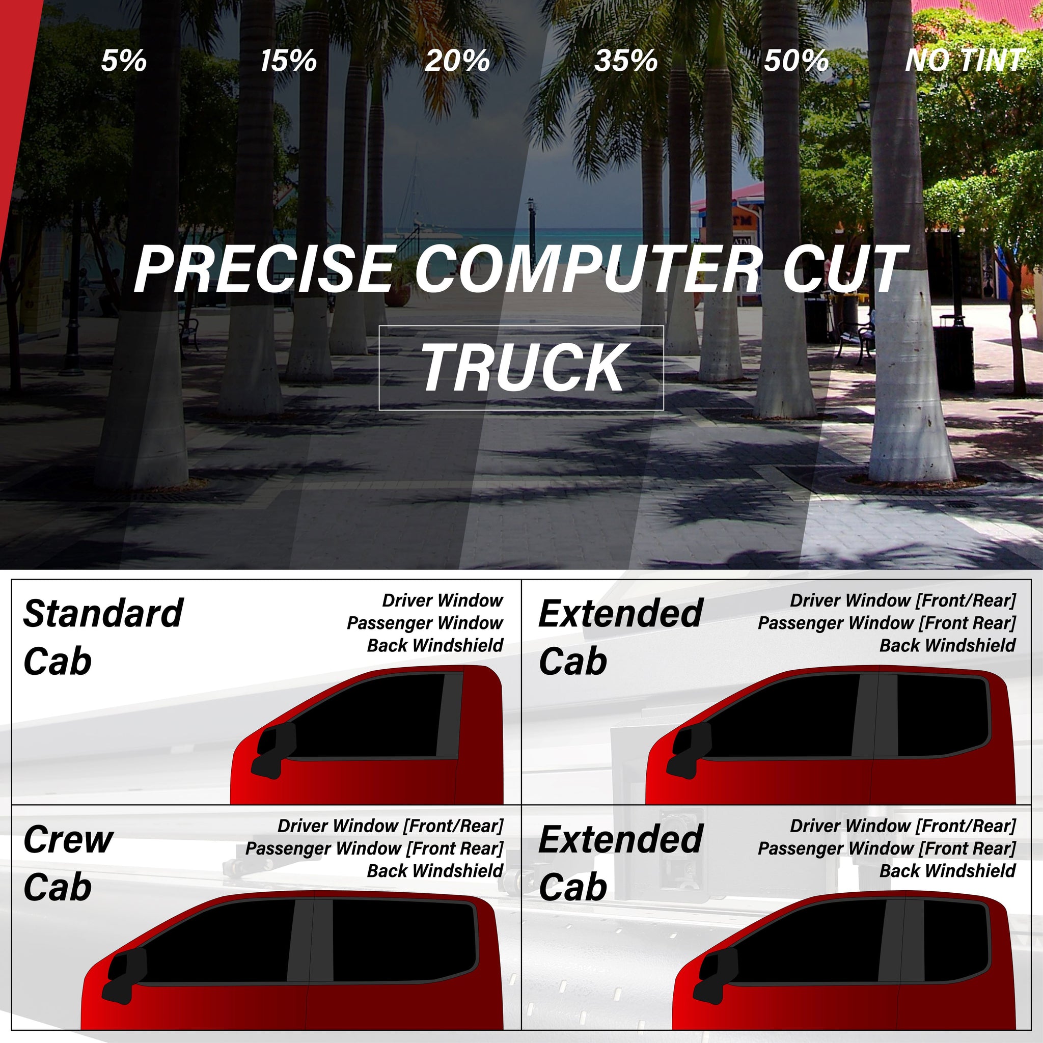 All Windows PreCut Tint for Pickup Trucks 2000-2024